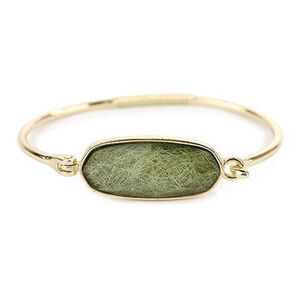 NEW A Blonde and Her Bag Green Rutilated Quartz & 14k Gold Bangle